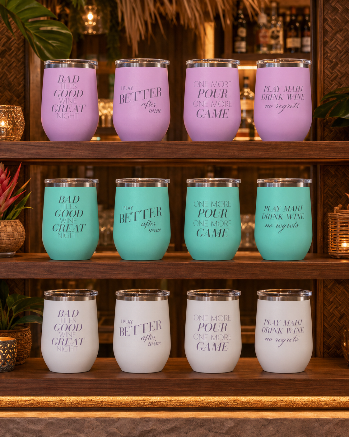 Mahj State of Mind Wine Tumbler Set of 4