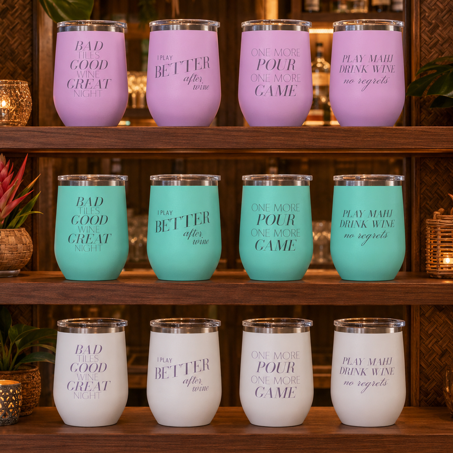 Mahj State of Mind Wine Tumbler Set of 4