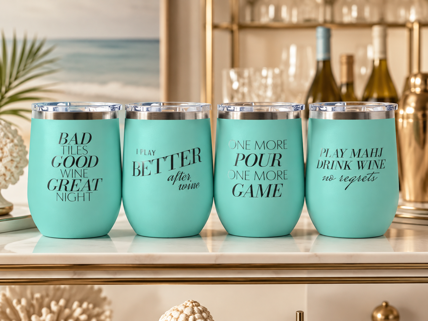 Mahj State of Mind Wine Tumbler Set of 4