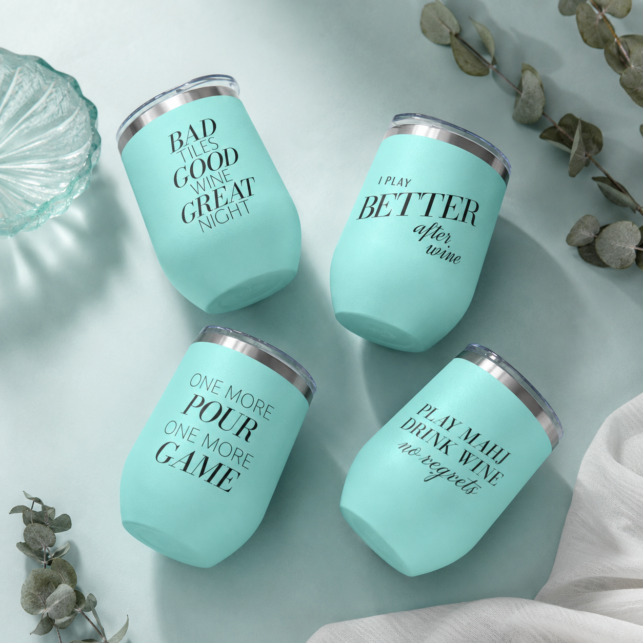 Mahj State of Mind Wine Tumbler Set of 4