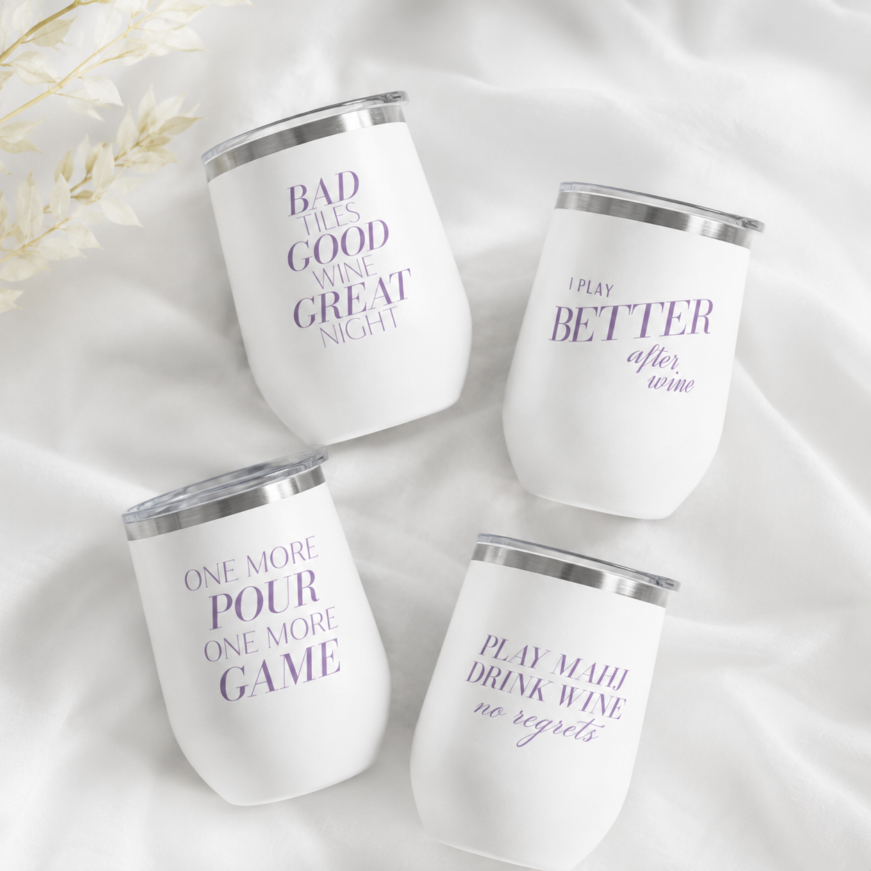 Mahj State of Mind Wine Tumbler Set of 4