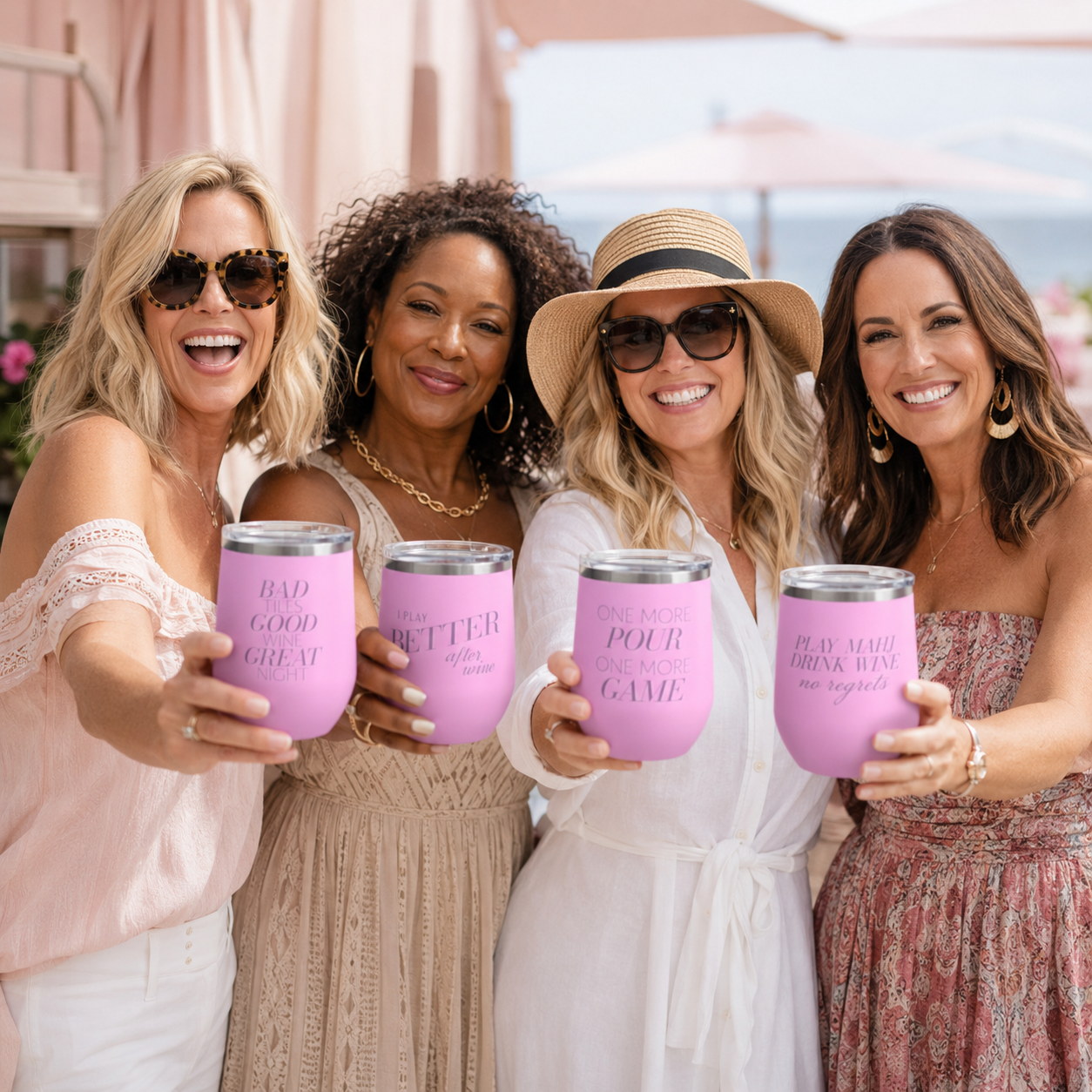 Mahj State of Mind Wine Tumbler Set of 4