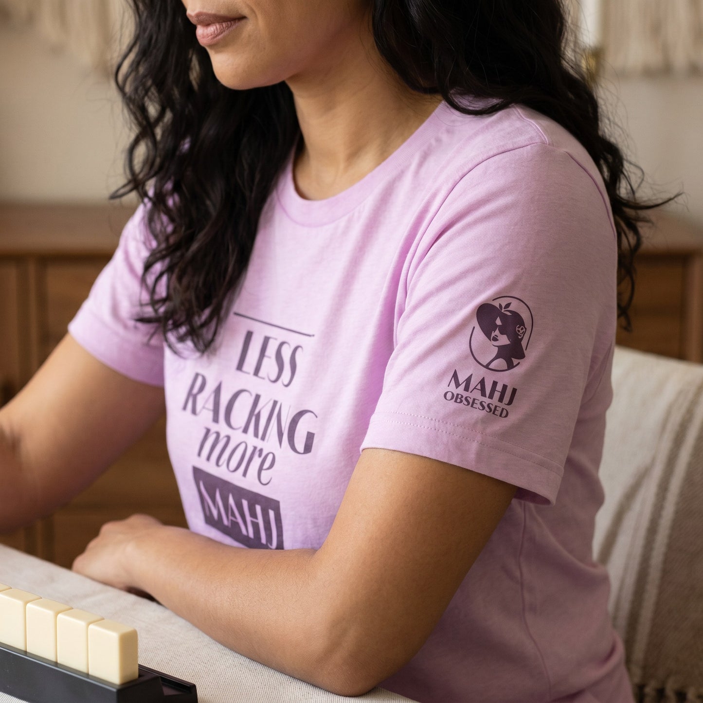 Mahjong t-shirt sleeve detail Lilac - Mahj Obsessed [color:lilac]