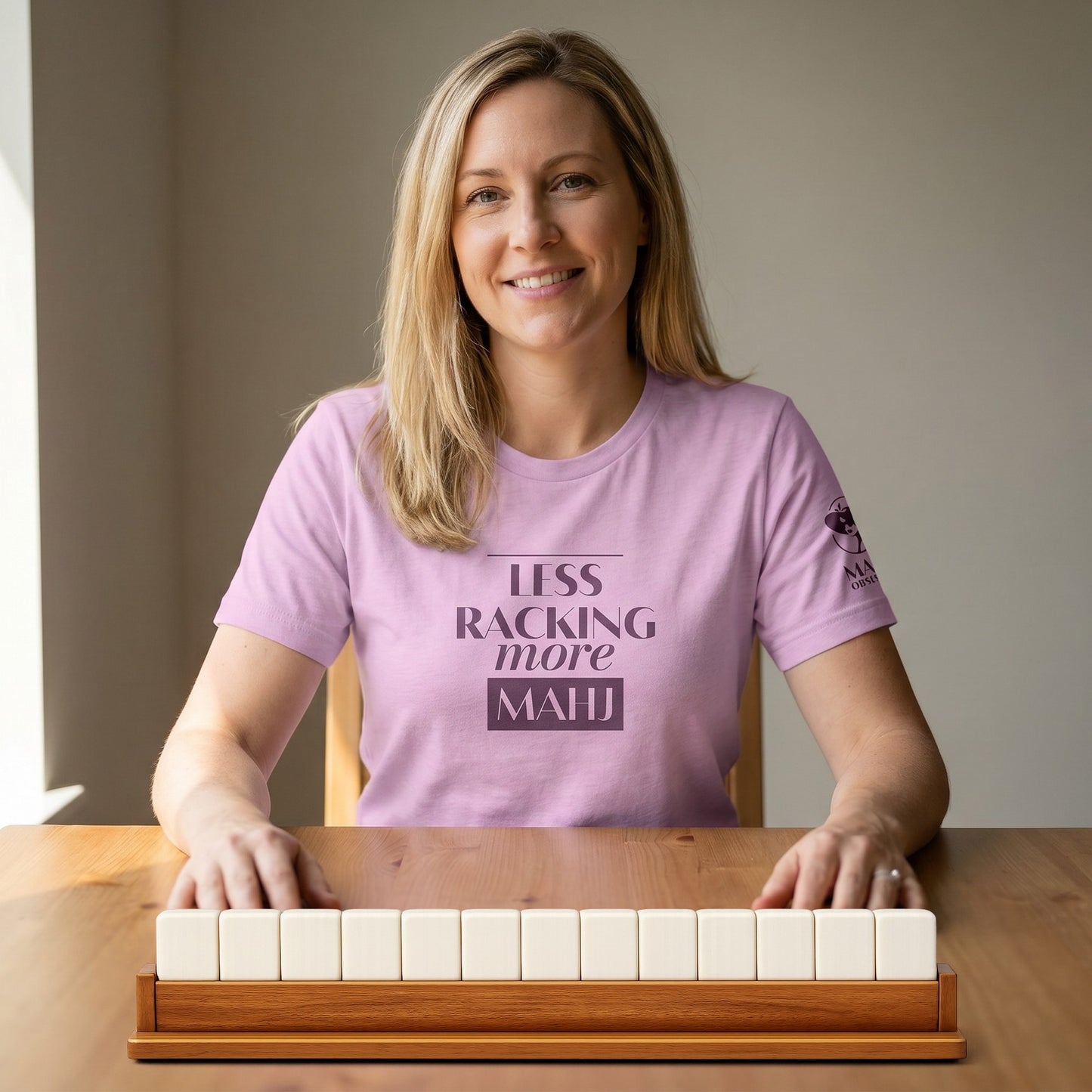 Mahjong t-shirt at game table Lilac - Mahj Obsessed [color:lilac]