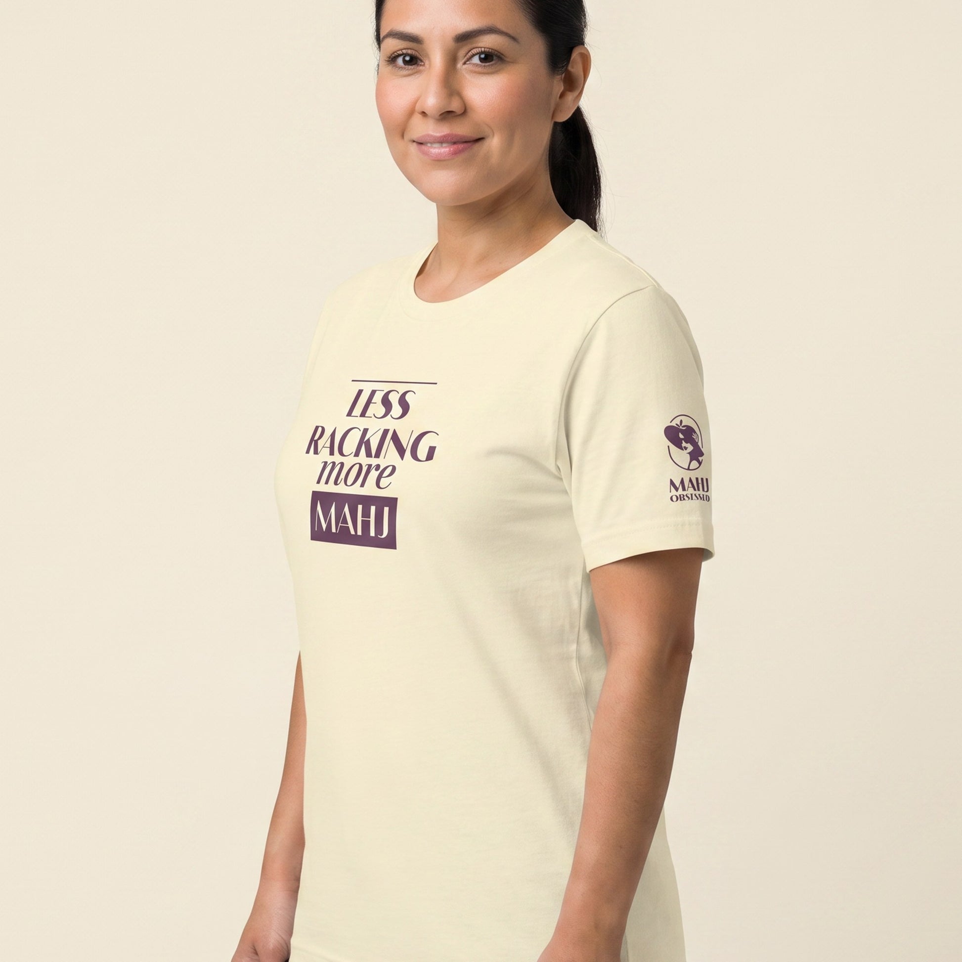 Mahjong tee Natural three-quarter view - Mahj Obsessed [color:natural]