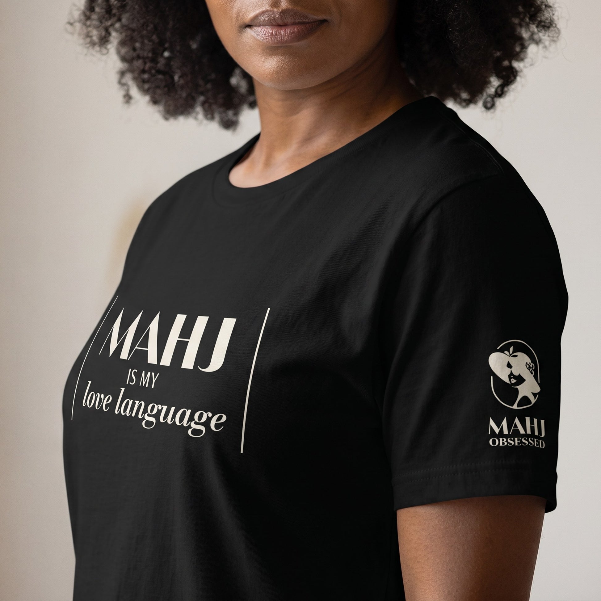 Mahjong t-shirt sleeve detail Black - Mahj Obsessed [color:black]