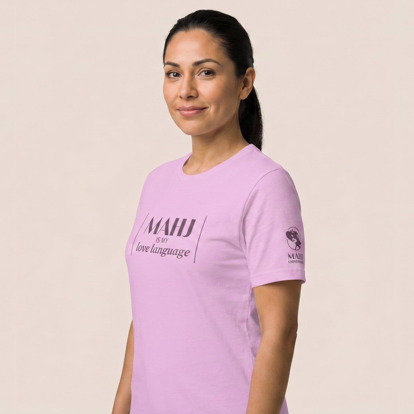 Mahjong tee Lilac three-quarter view - Mahj Obsessed [color:lilac]