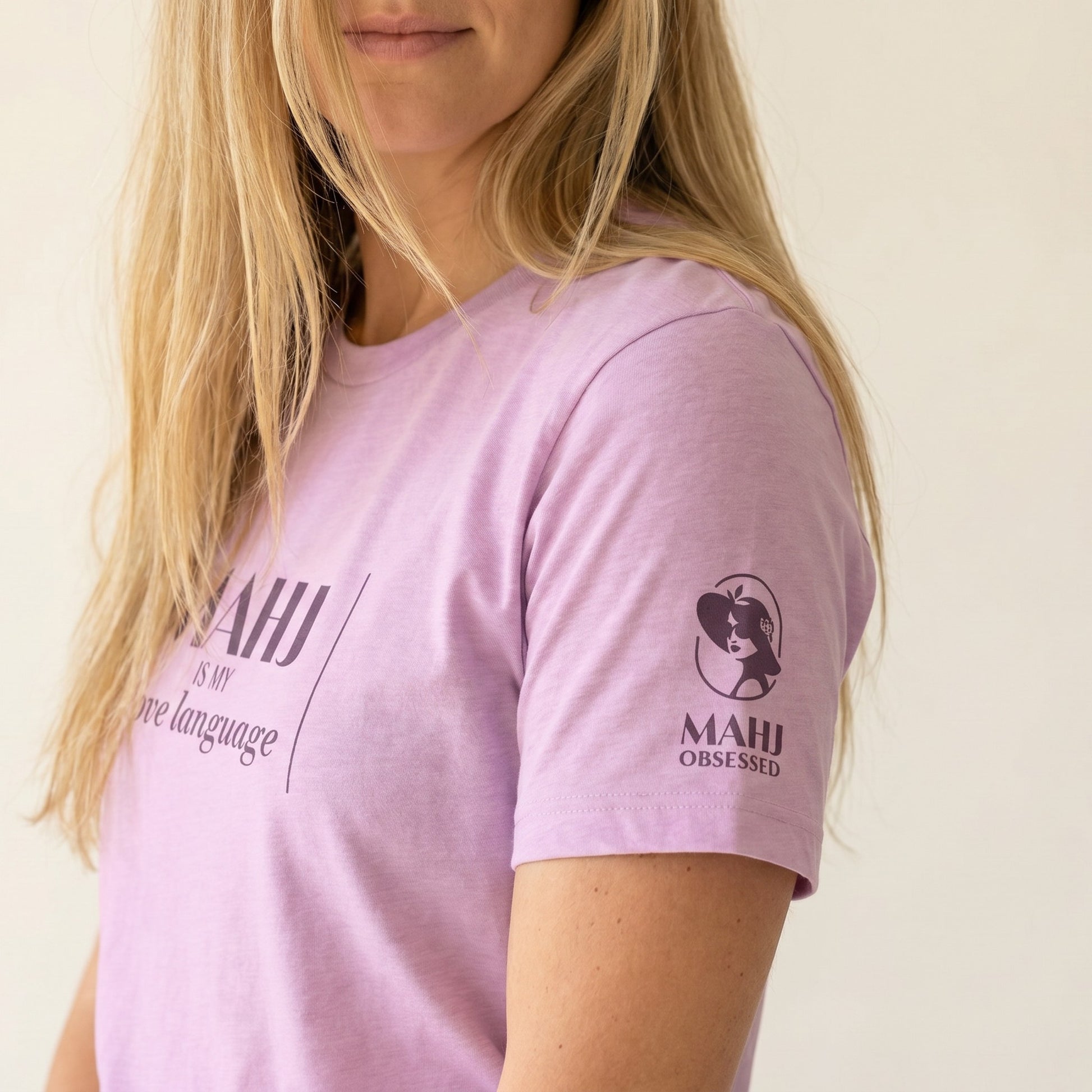 Mahjong t-shirt sleeve detail Lilac - Mahj Obsessed [color:lilac]