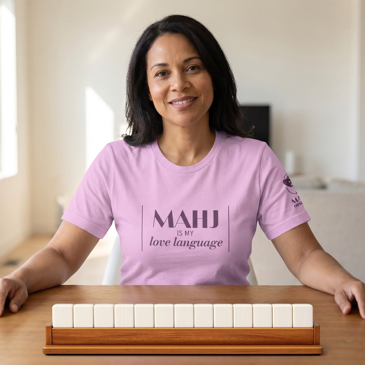 Mahjong t-shirt at game table Lilac - Mahj Obsessed [color:lilac]