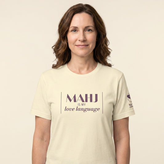 Women's mahjong t-shirt Natural front view - Mahj Obsessed [color:natural]