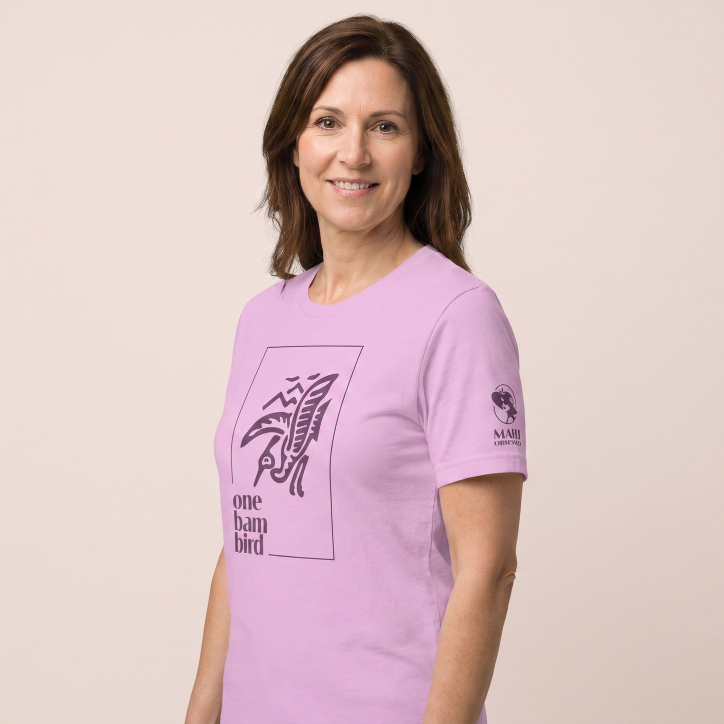 Mahjong tee Lilac three-quarter view - Mahj Obsessed [color:lilac]