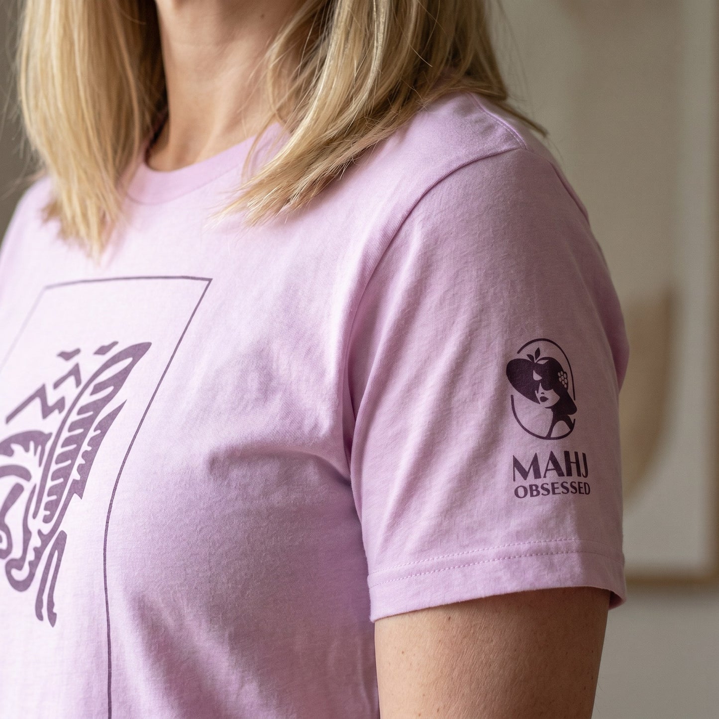 Mahjong t-shirt sleeve detail Lilac - Mahj Obsessed [color:lilac]