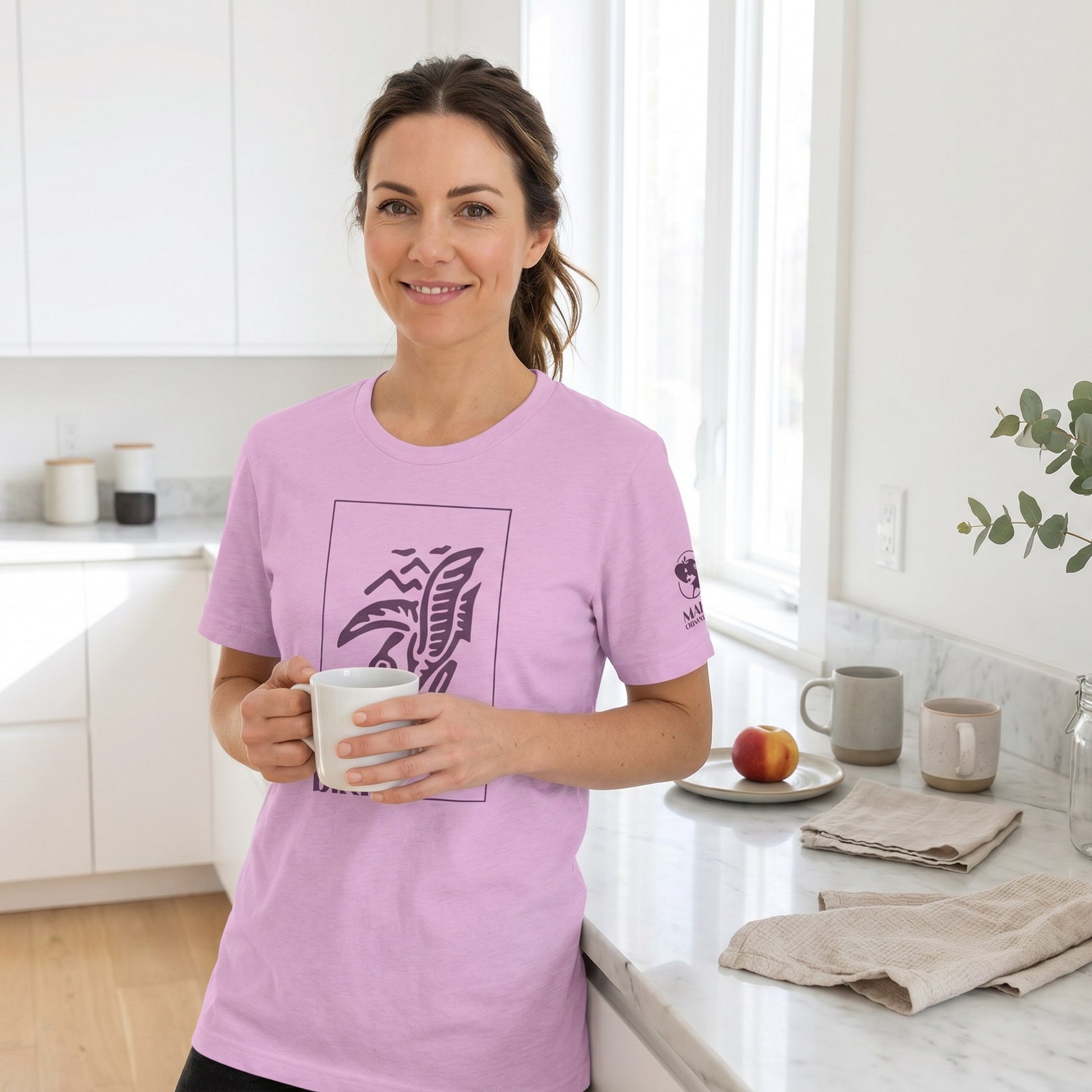 Woman wearing mahjong t-shirt Lilac - Mahj Obsessed [color:lilac]