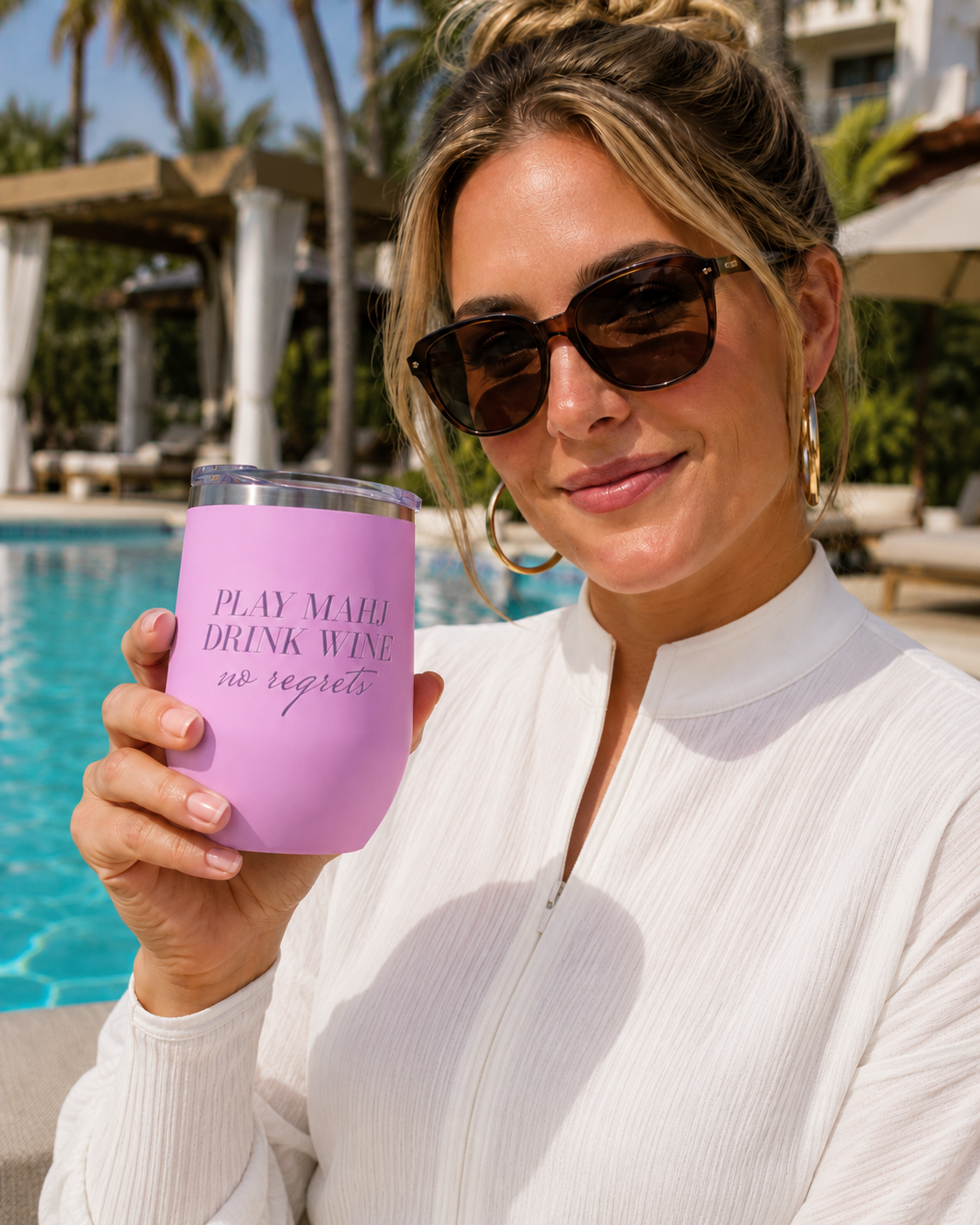 Play Mahj. Drink Wine. No Regrets Wine Tumbler