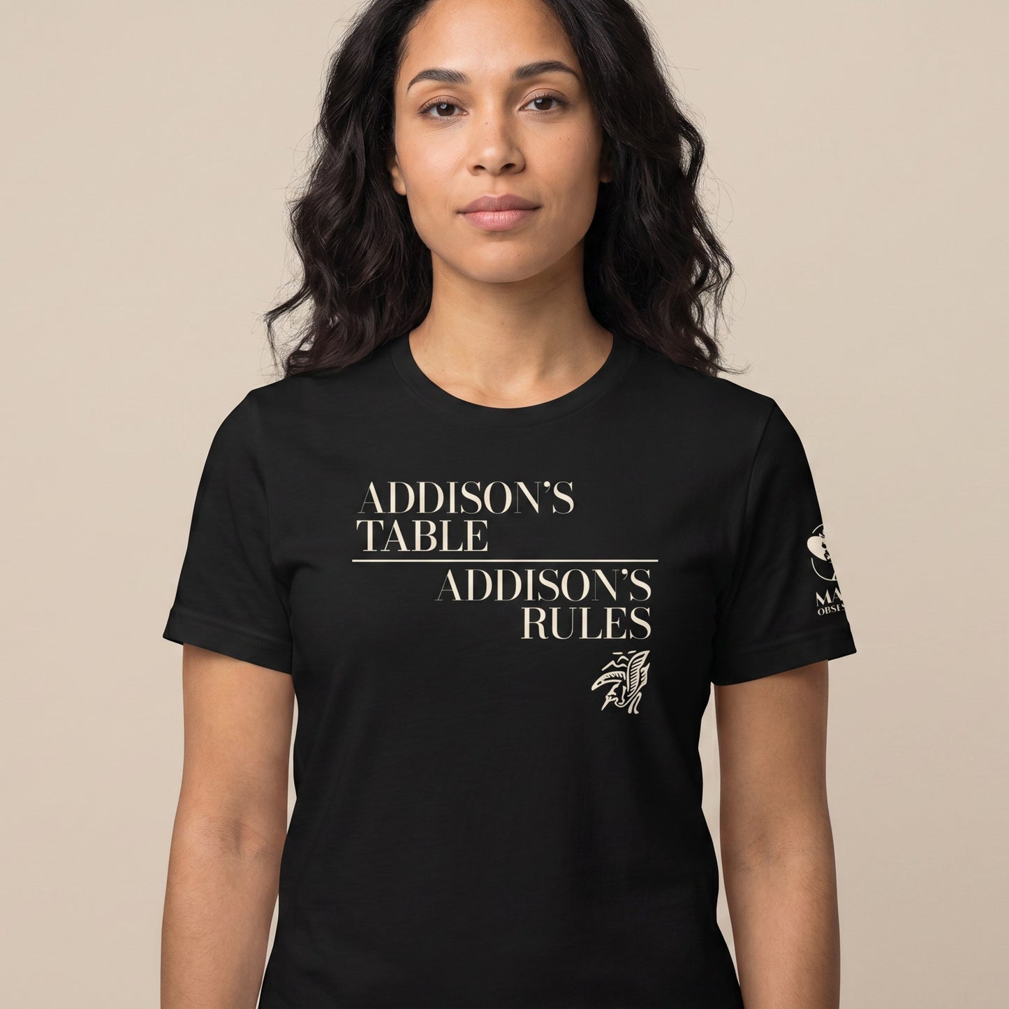 Women's mahjong t-shirt Black front view - Mahj Obsessed [color:black]
