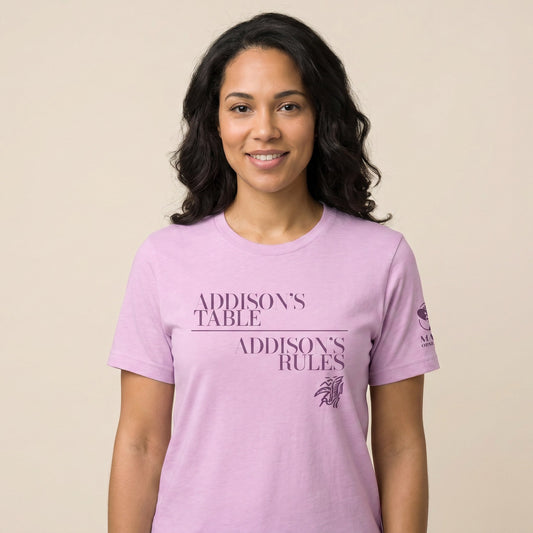 Women's mahjong t-shirt Lilac front view - Mahj Obsessed [color:lilac]