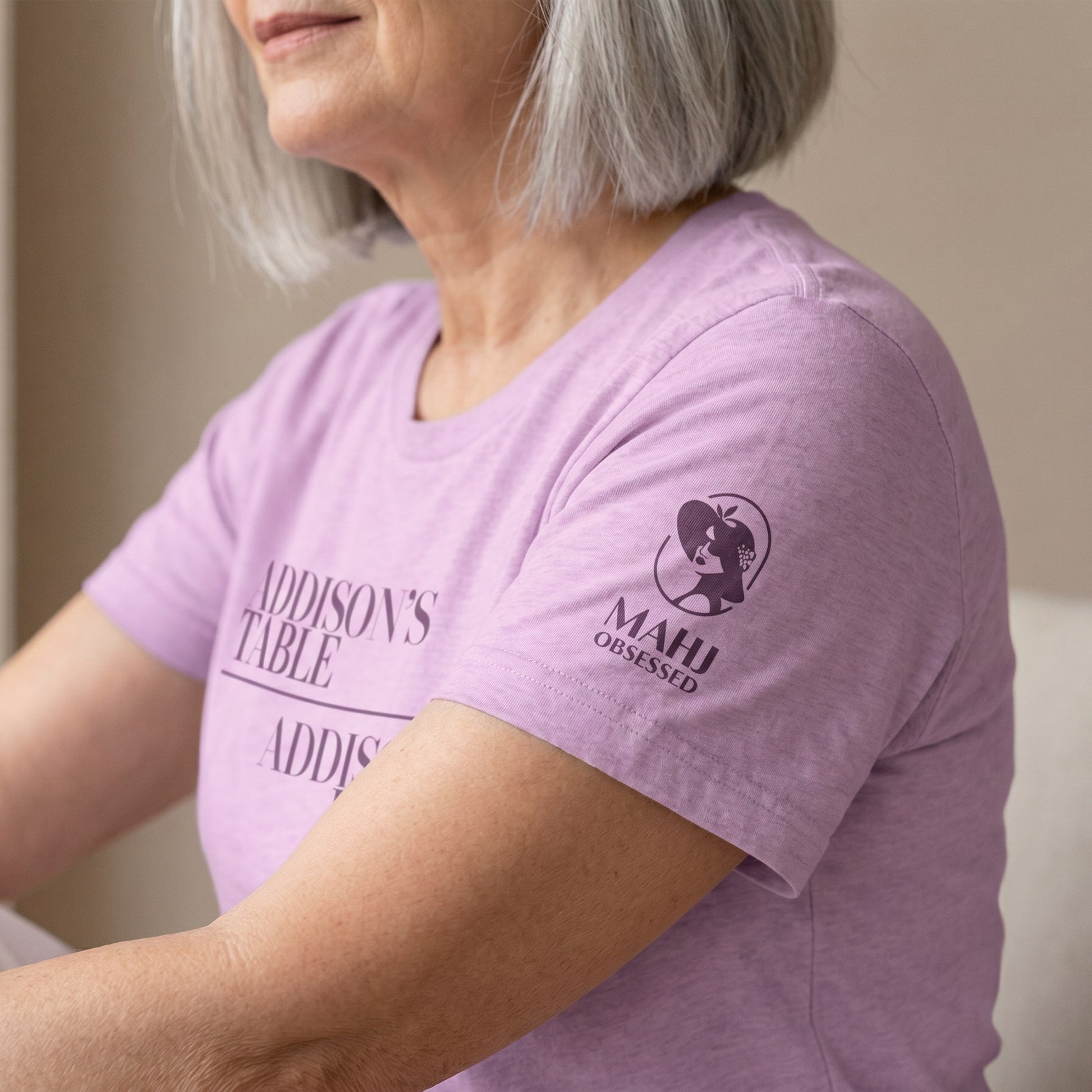 Mahjong t-shirt sleeve detail Lilac - Mahj Obsessed [color:lilac]