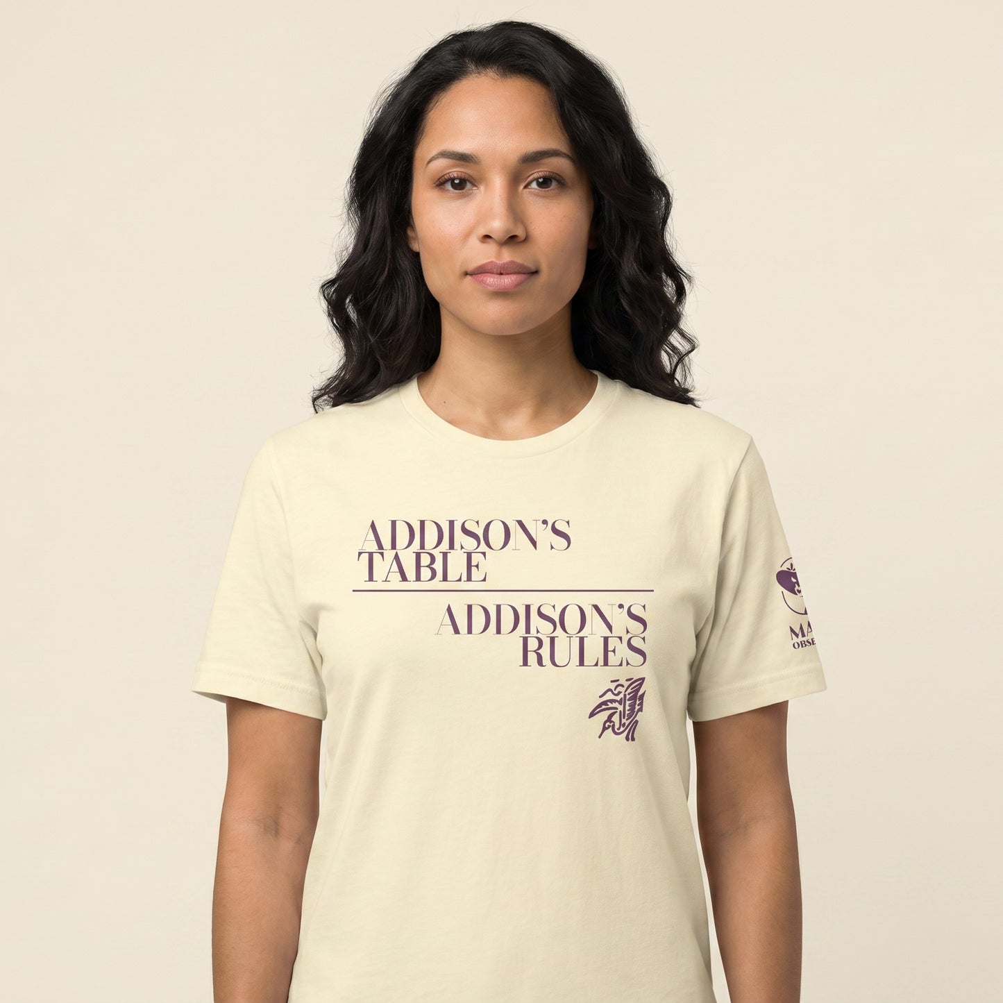 Women's mahjong t-shirt Natural front view - Mahj Obsessed [color:natural]