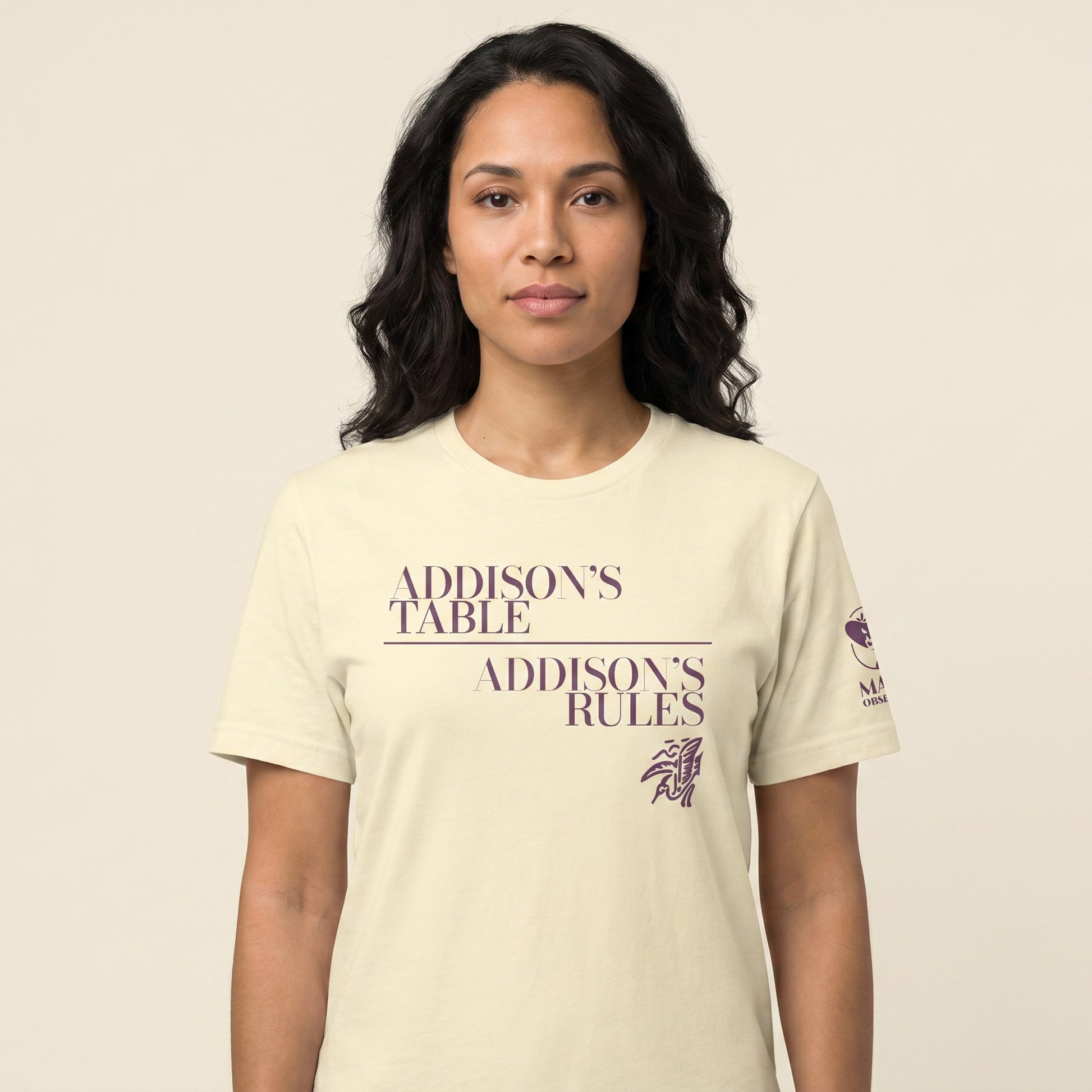 Women's mahjong t-shirt Natural front view - Mahj Obsessed [color:natural]