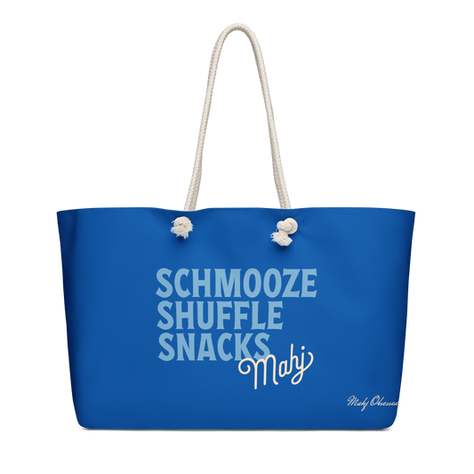 Schmooze Shuffle Snacks weekender bag