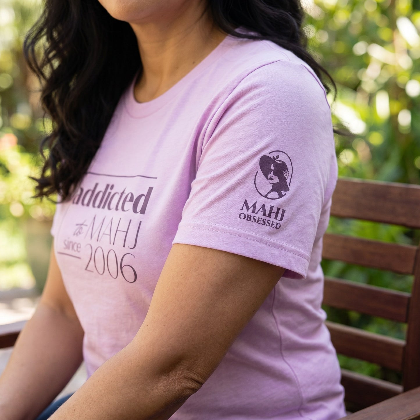 Mahjong t-shirt sleeve detail Lilac - Mahj Obsessed [color:lilac]
