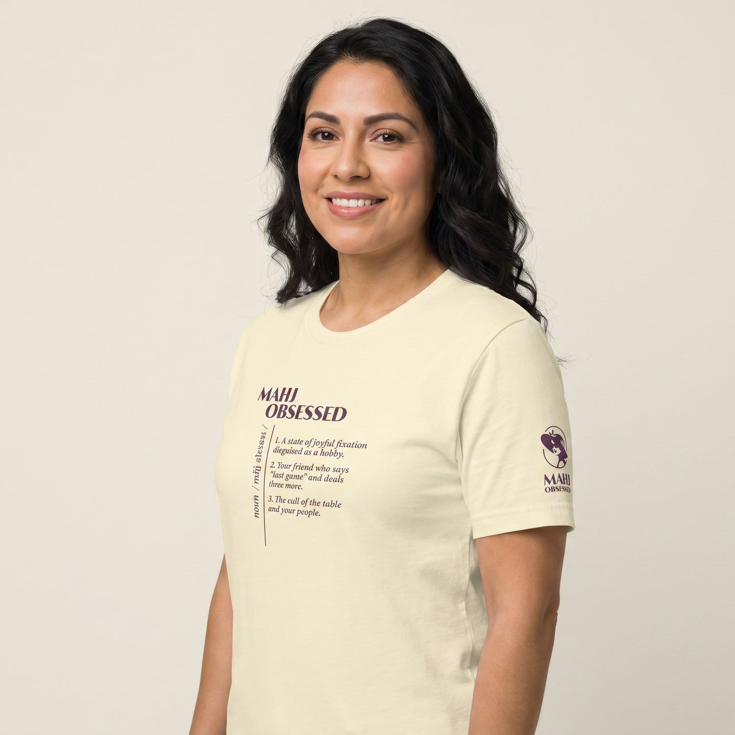 Mahjong tee Natural three-quarter view - Mahj Obsessed [color:natural]
