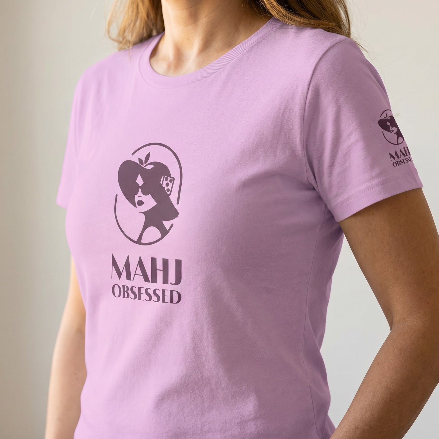 Mahjong tee Lilac three-quarter view - Mahj Obsessed [color:lilac]