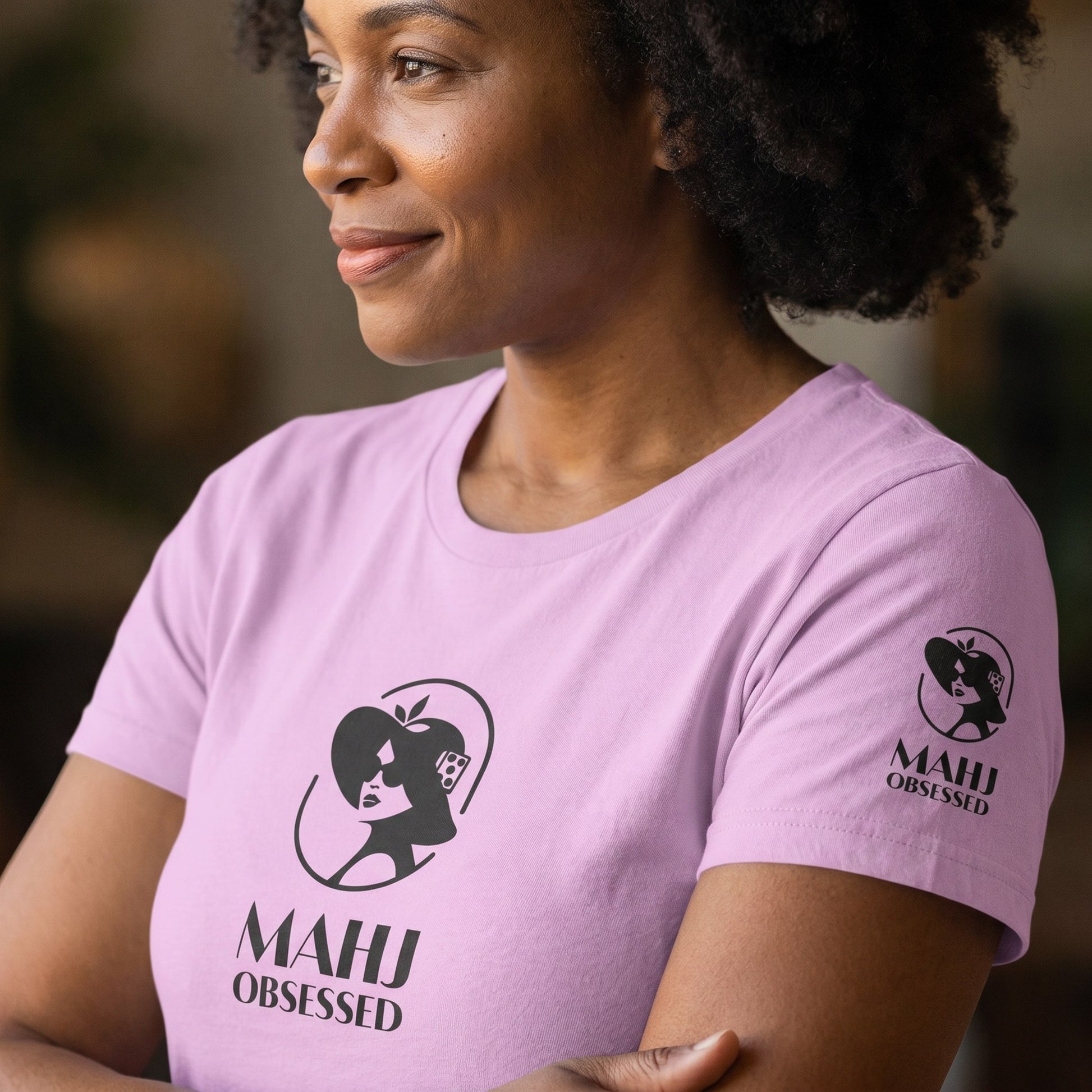 Mahjong t-shirt sleeve detail Lilac - Mahj Obsessed [color:lilac]