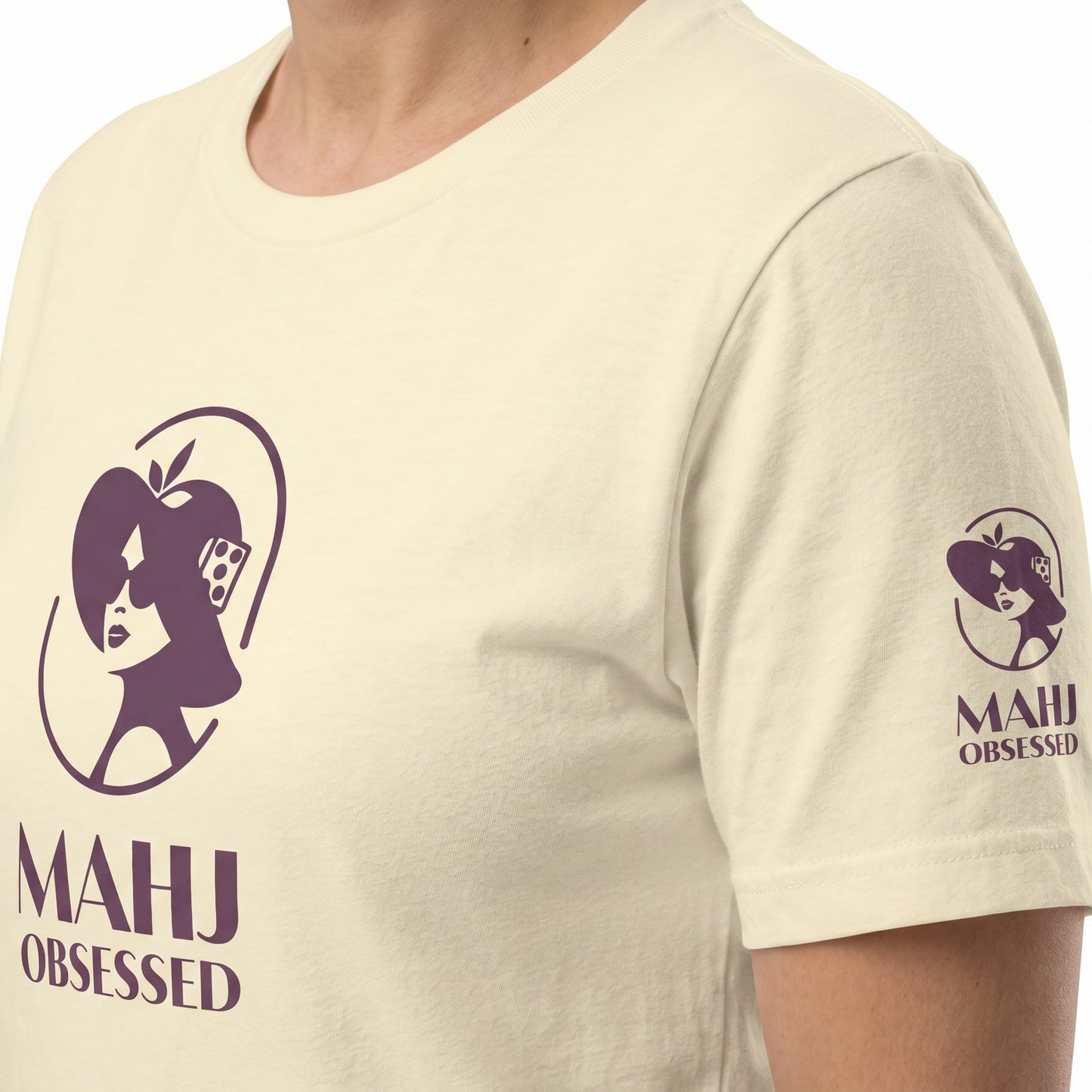 Mahjong t-shirt sleeve detail Natural - Mahj Obsessed [color:natural]