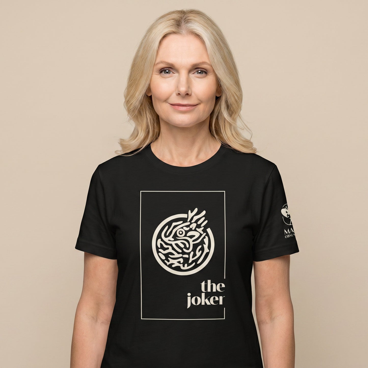 Women's mahjong t-shirt Black front view - Mahj Obsessed [color:black]