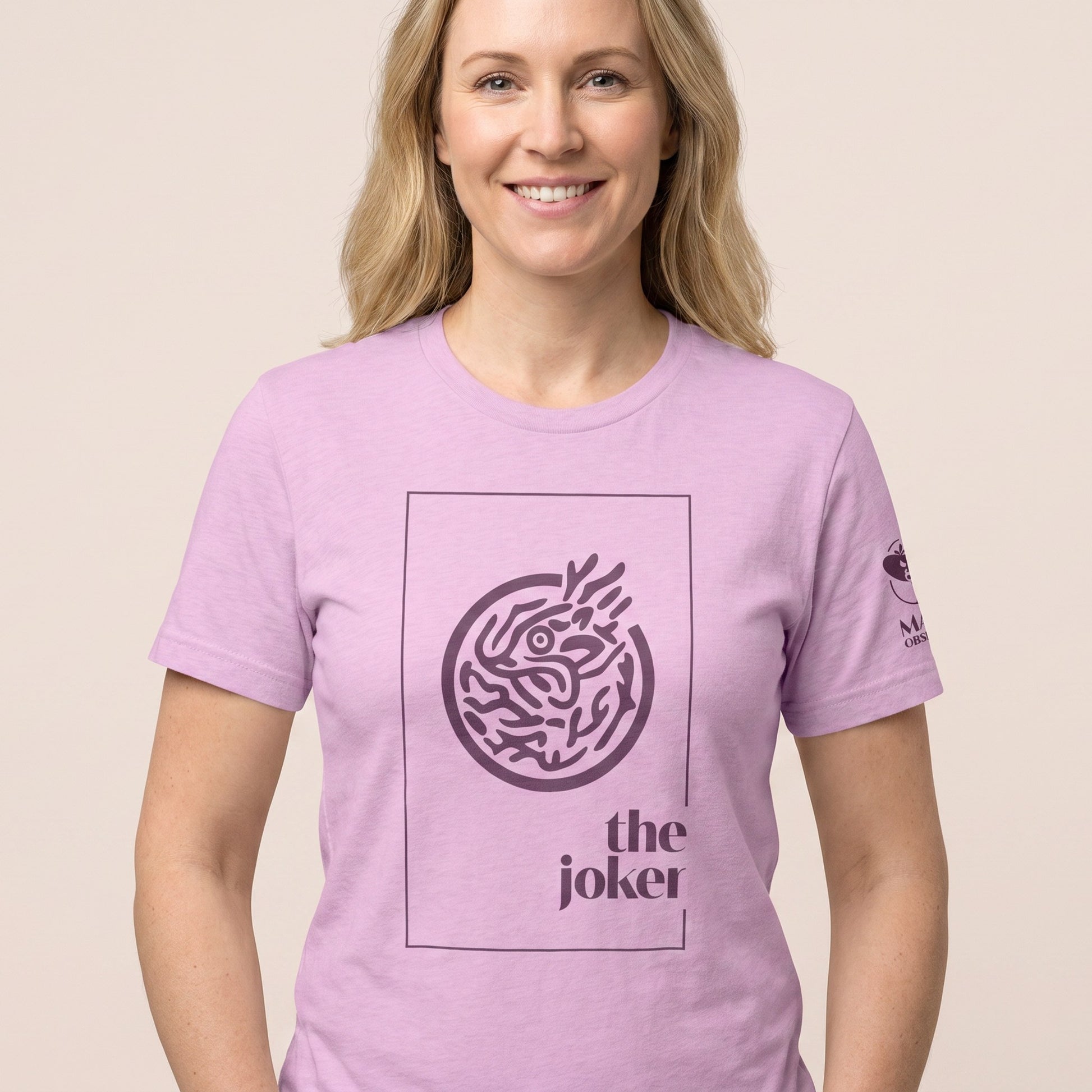 Women's mahjong t-shirt Lilac front view - Mahj Obsessed [color:lilac]