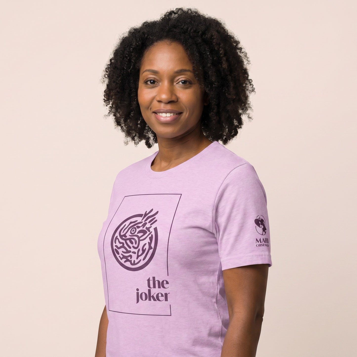 Mahjong tee Lilac three-quarter view - Mahj Obsessed [color:lilac]