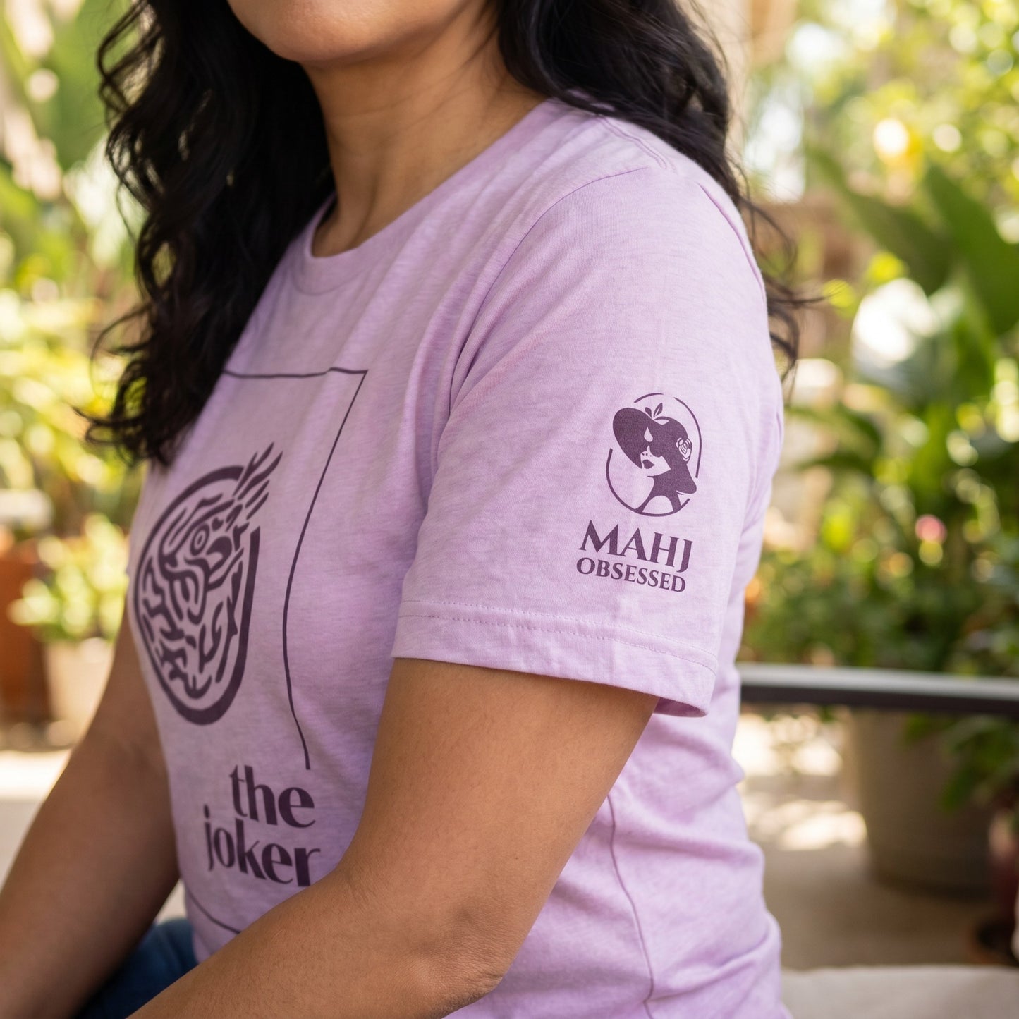 Mahjong t-shirt sleeve detail Lilac - Mahj Obsessed [color:lilac]