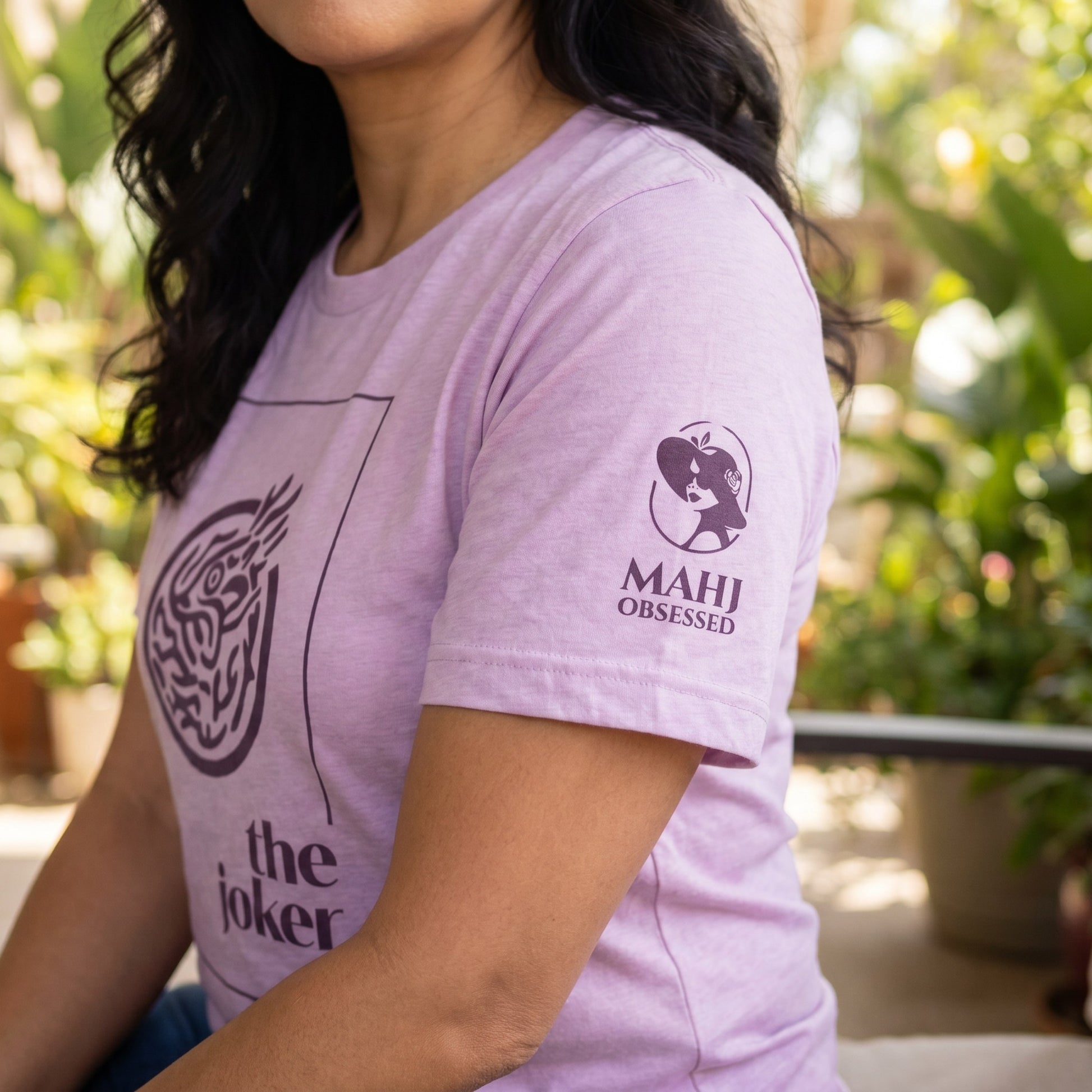 Mahjong t-shirt sleeve detail Lilac - Mahj Obsessed [color:lilac]