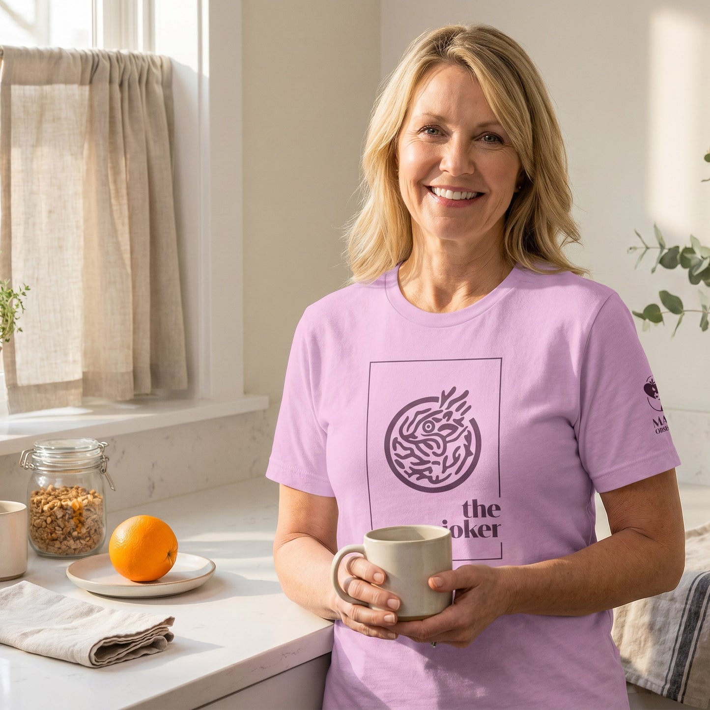 Woman wearing mahjong t-shirt Lilac - Mahj Obsessed [color:lilac]