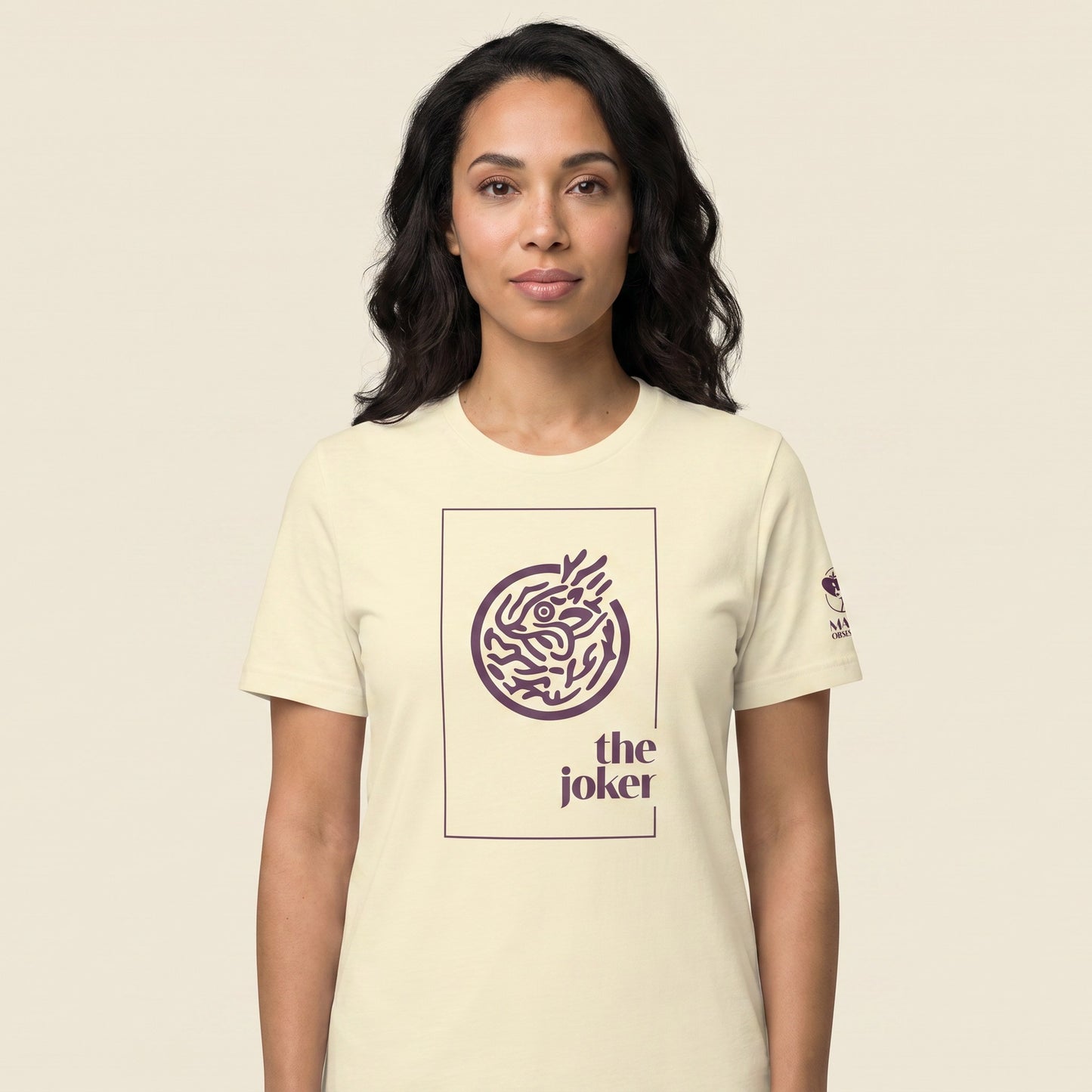 Women's mahjong t-shirt Natural front view - Mahj Obsessed [color:natural]