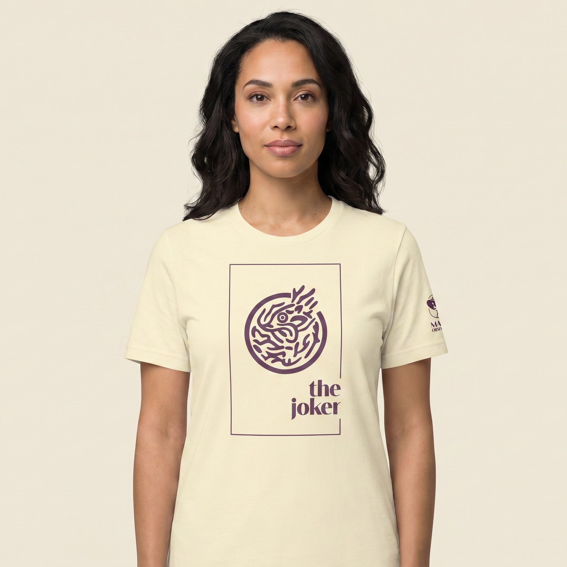 Women's mahjong t-shirt Natural front view - Mahj Obsessed [color:natural]