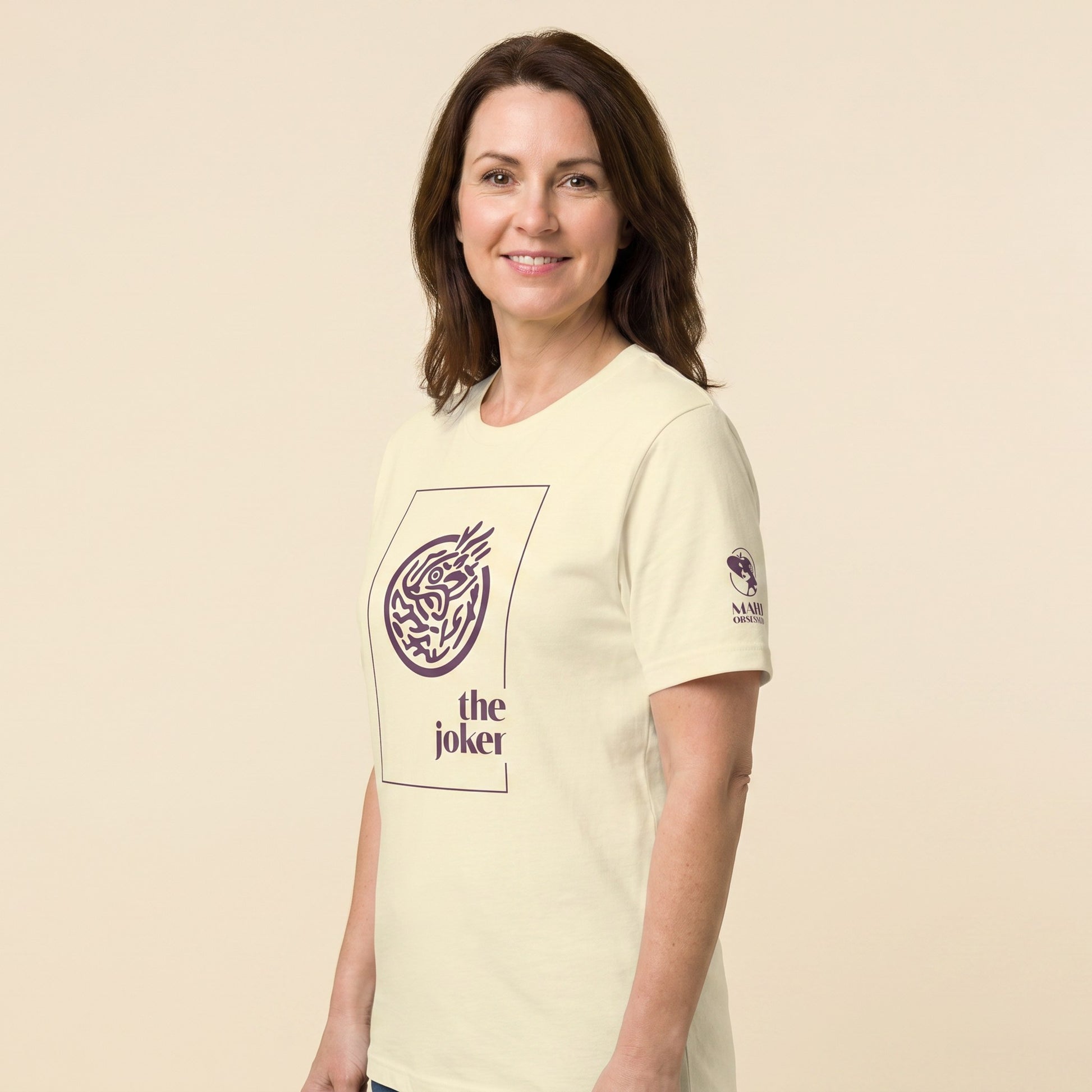 Mahjong tee Natural three-quarter view - Mahj Obsessed [color:natural]