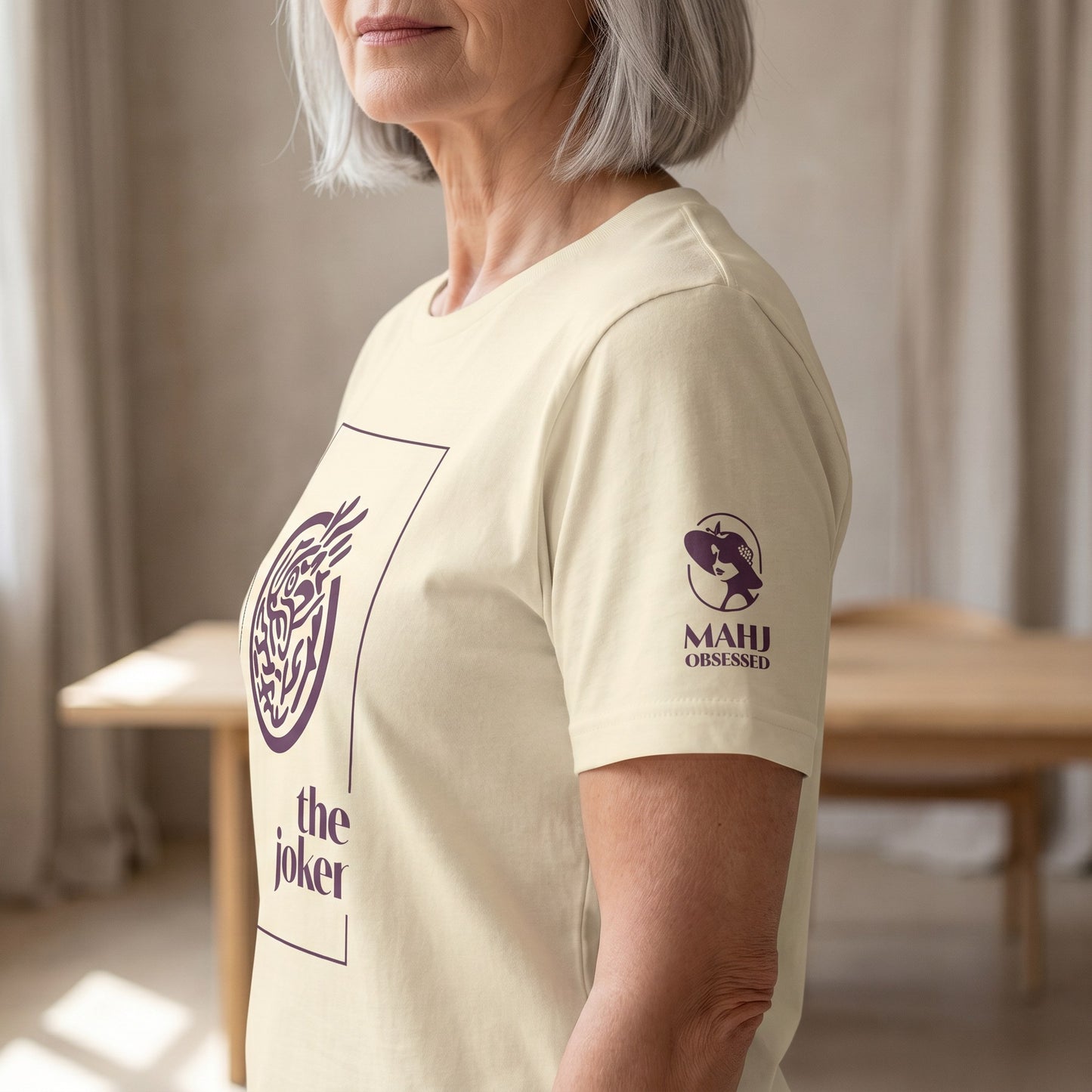 Mahjong t-shirt sleeve detail Natural - Mahj Obsessed [color:natural]