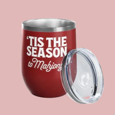 'Tis the Season to Mahjong wine tumbler in red