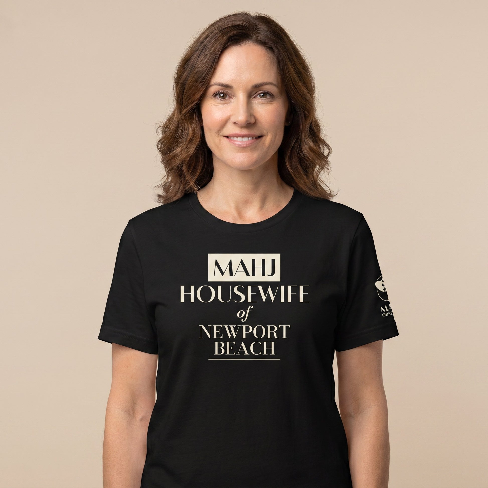 Women's mahjong t-shirt Black front view - Mahj Obsessed [color:black]
