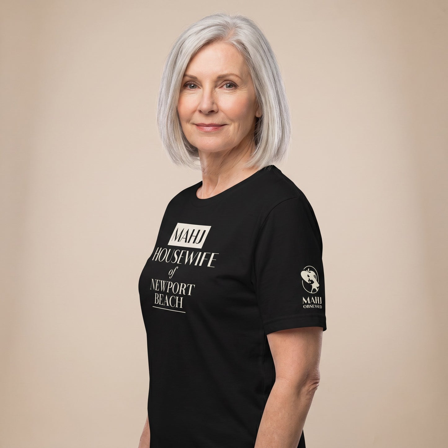 Mahjong tee Black three-quarter view - Mahj Obsessed [color:black]