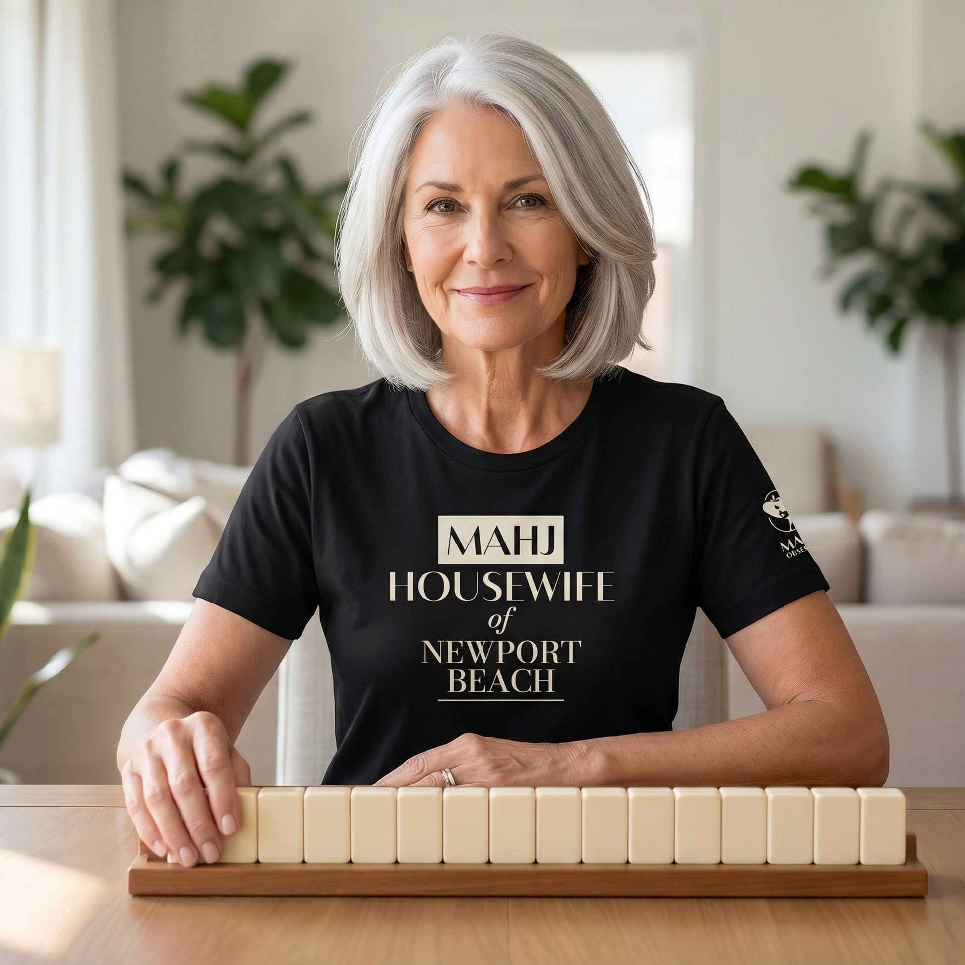 Mahjong t-shirt at game table Black - Mahj Obsessed [color:black]