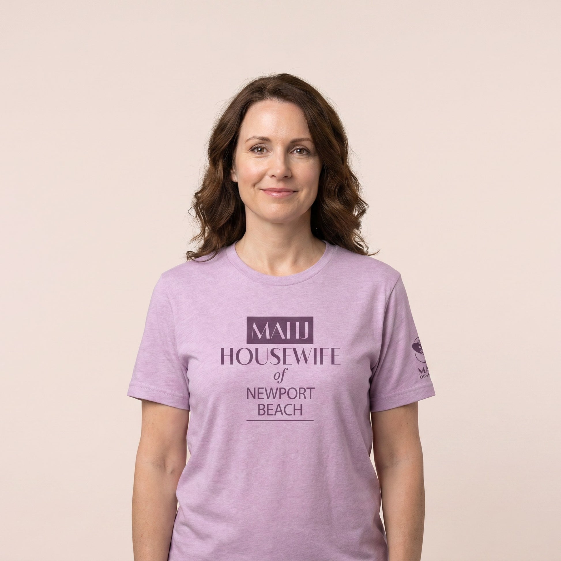 Women's mahjong t-shirt Lilac front view - Mahj Obsessed [color:lilac]