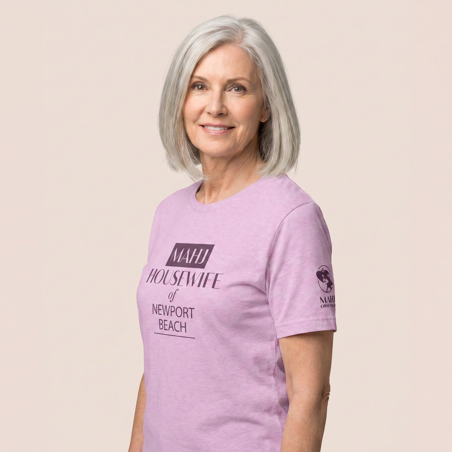 Mahjong tee Lilac three-quarter view - Mahj Obsessed [color:lilac]