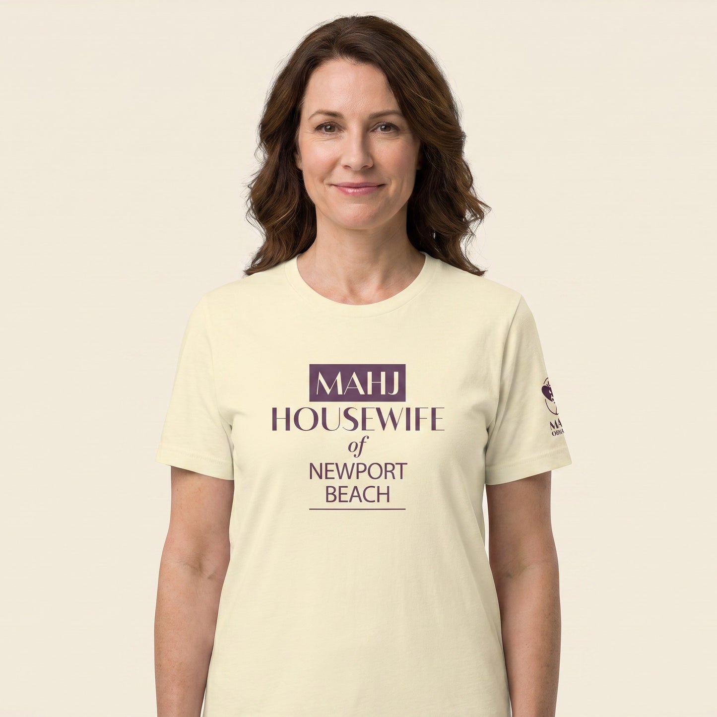 Women's mahjong t-shirt Natural front view - Mahj Obsessed [color:natural]