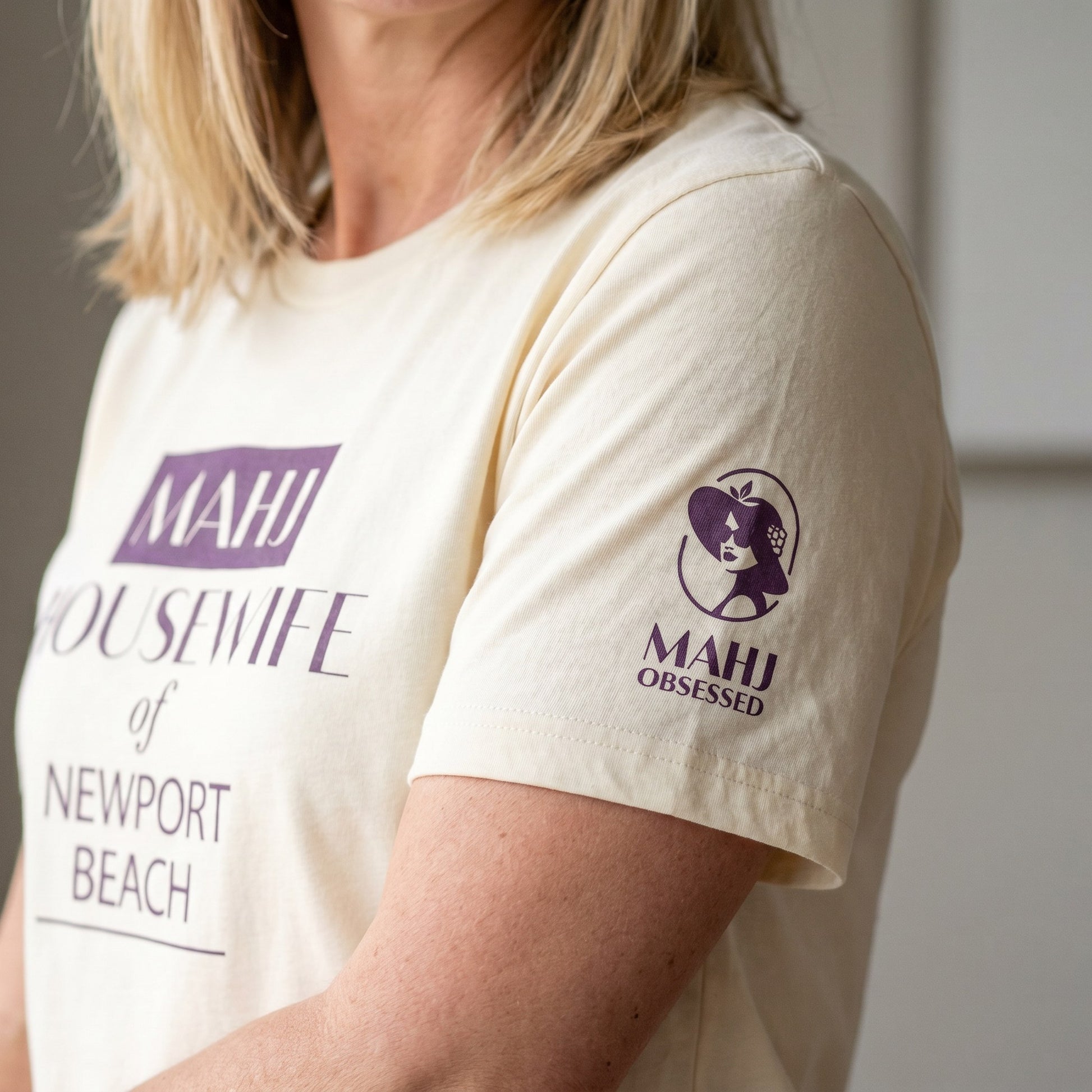 Mahjong t-shirt sleeve detail Natural - Mahj Obsessed [color:natural]