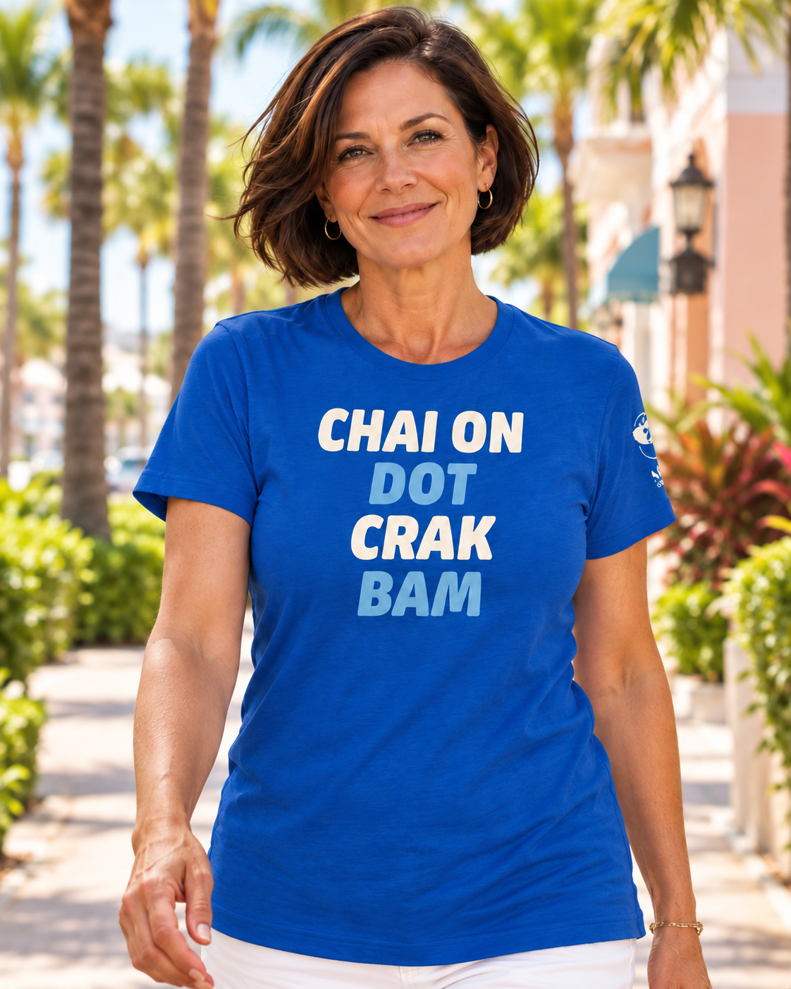 Chai On Dot Crak Bam mahjong t-shirt in true royal, florida
