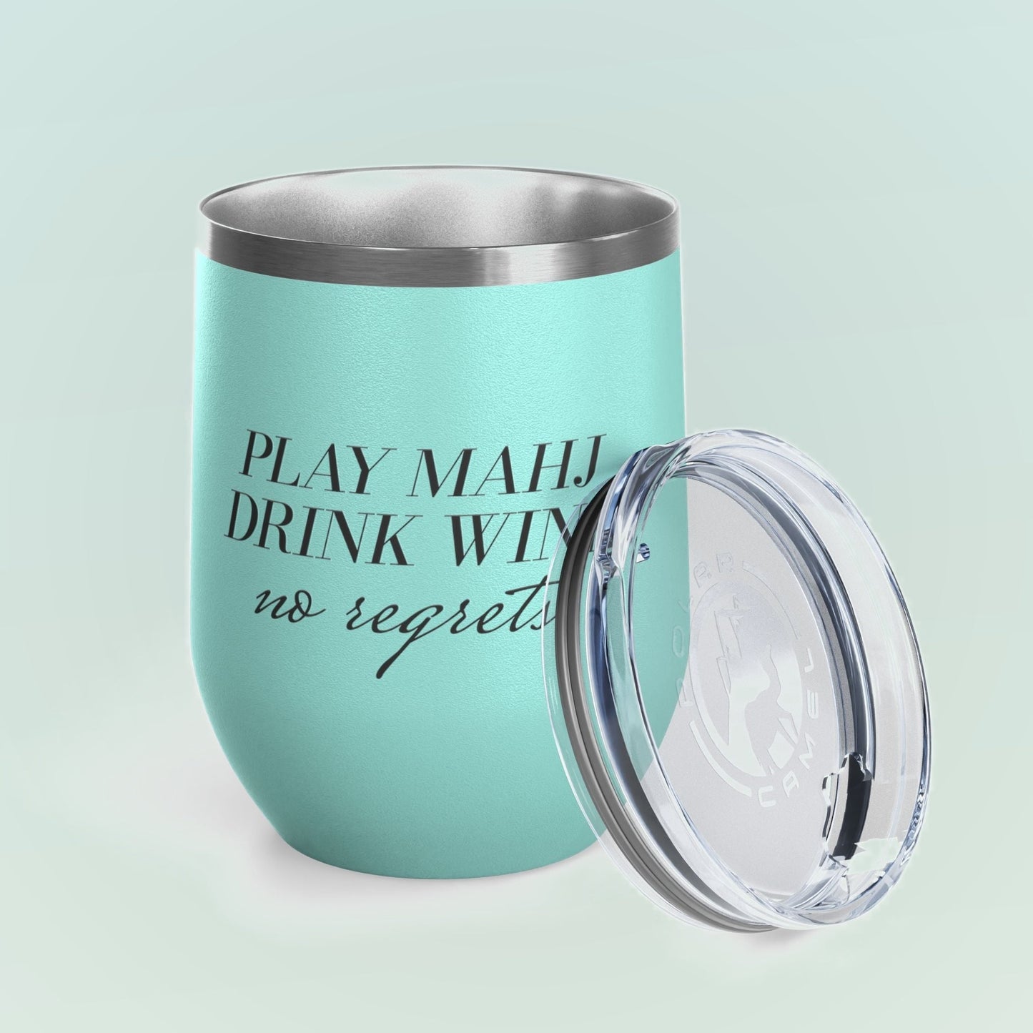 Play Mahj. Drink Wine. No Regrets Wine Tumbler
