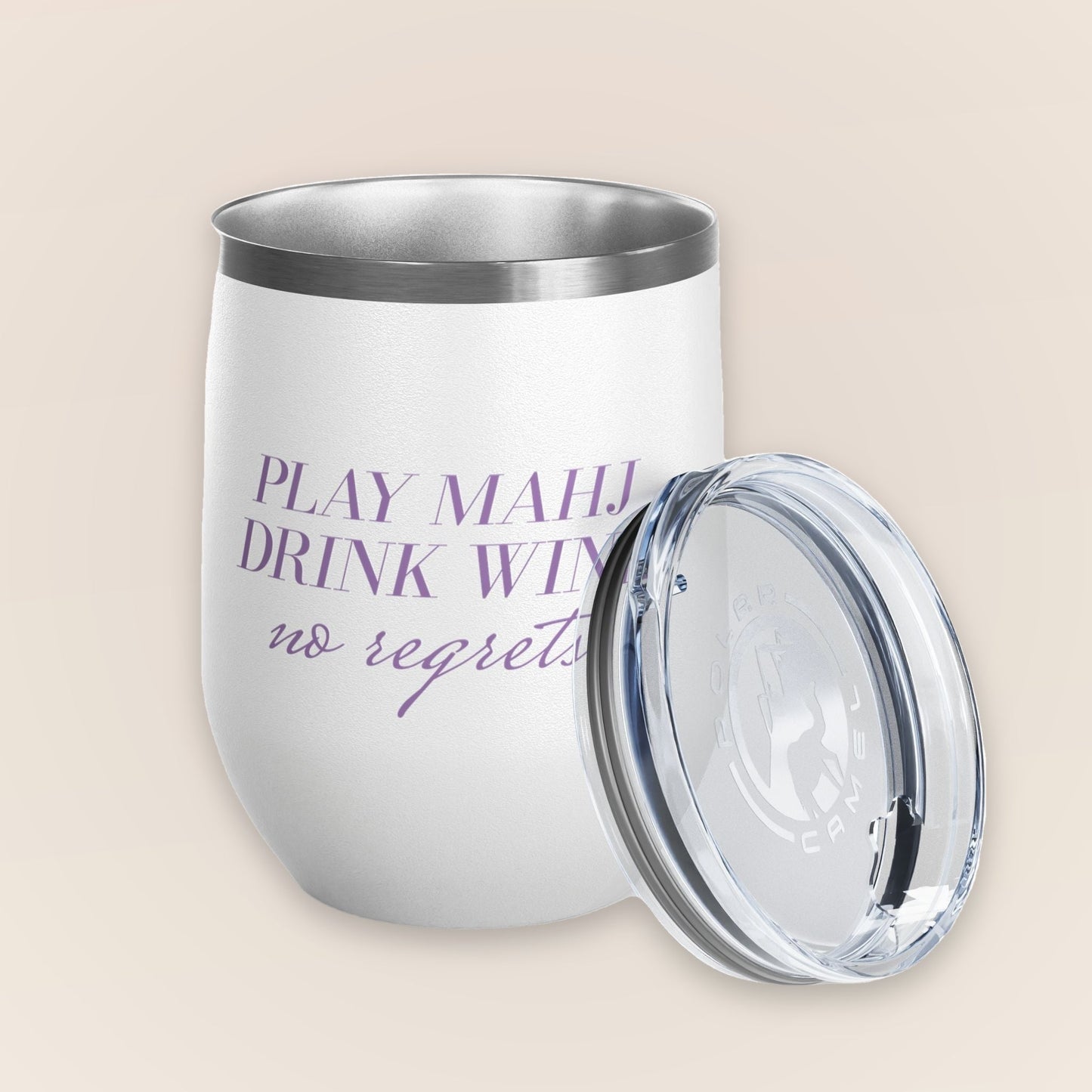 Play Mahj. Drink Wine. No Regrets Wine Tumbler